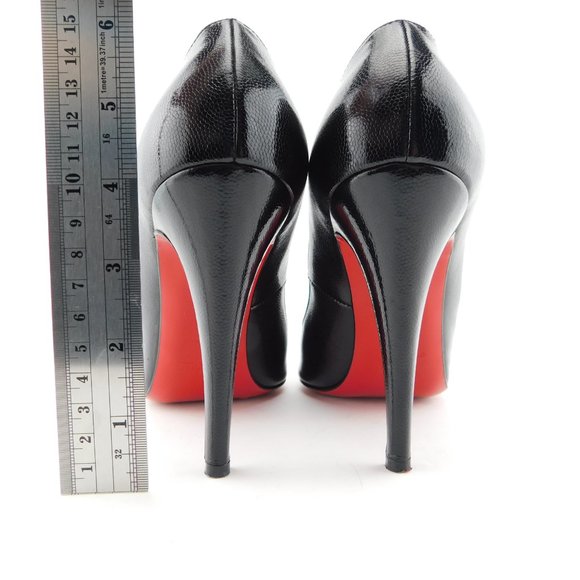 CHRISTIAN LOUBOUTIN Black Leather Heel Pumps 38.5 - Picture 7 of 9